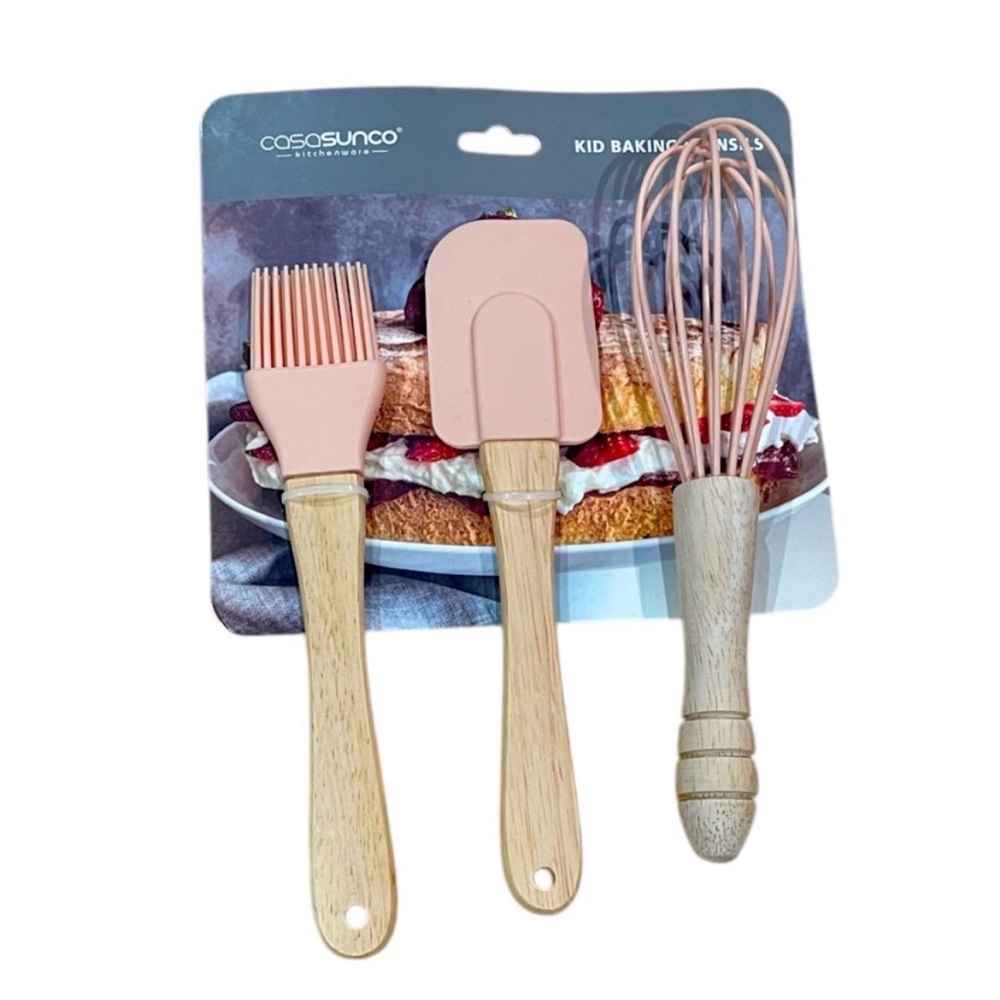 CasaSuno Pink Kid Baking Utensils Set